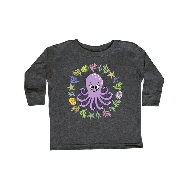 inktastic Cute Purple Octopus Toddler Long Sleeve T-Shirt 